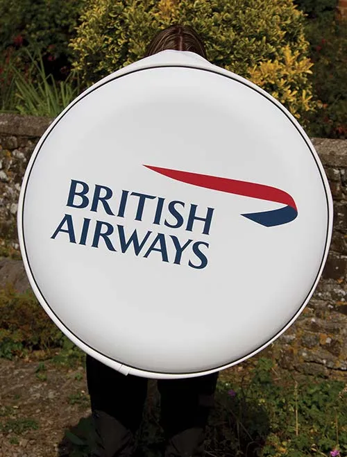 Any design can be printed on the full wrap vinyl. British Airways Wheelcover
