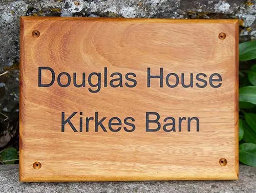 Iroko Wood House Sign