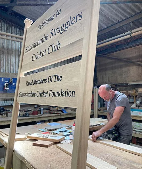 The carpenters make your large wooden signs just the way you want. Carpenter in Our Workshop