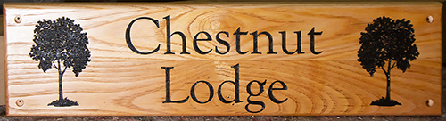 Long chestnut wooden house sign