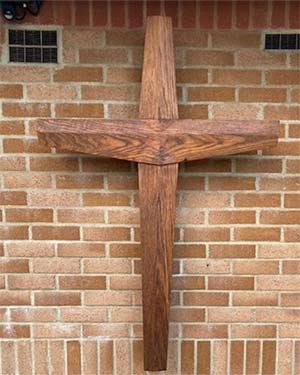 Wooden cross after refurbishment. Wooden cross after refurbishment.