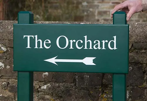 Painted Hardwood Sign on Posts