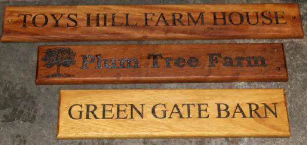 Iroko Wooden House Signs