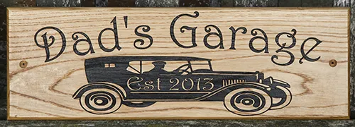 Fine detail wooden shed sign