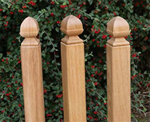 Acorn tops can be added to the oak posts Acorn Shaped Post Tops