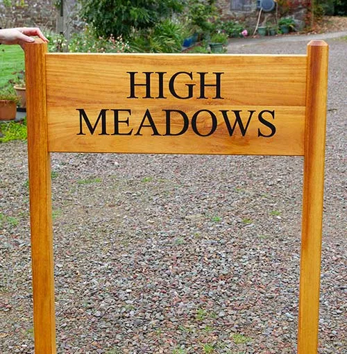 Iroko Entrance Sign.