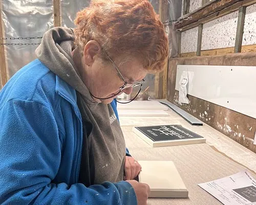 Caroline is our main stone mason Caroline Johnson