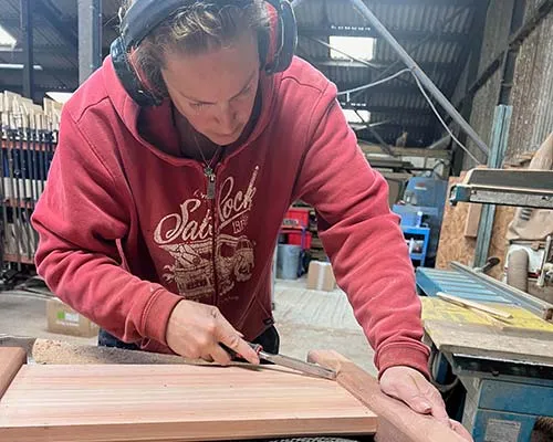 Kates main job is as a carpenter but she helps out across the workshop. Kate Hartas - Carpenter