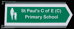 Solid aluminium directional arrow sign.