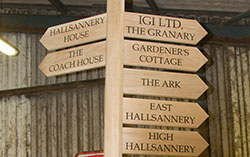 Wooden finger posts.