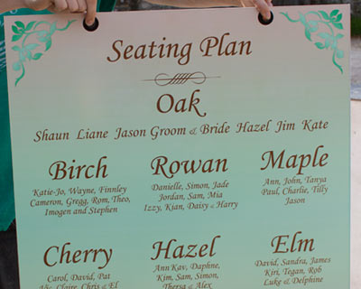 Seating plan designed to customers specifications