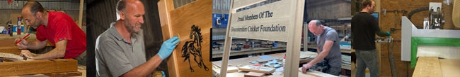 Carpenters working in many timbers at The Sign Maker