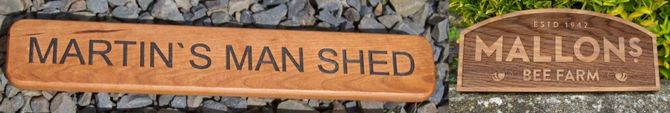 Wood signs in a variety of timbers