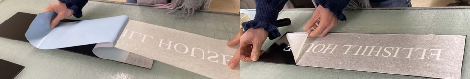Vinyl being applied in the workhop