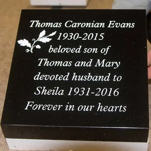 White, gold or silver text look great on black granite. Black Granite Memorial