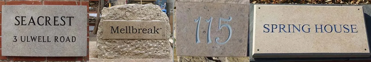 A selection of Purbeck Stone House Signs