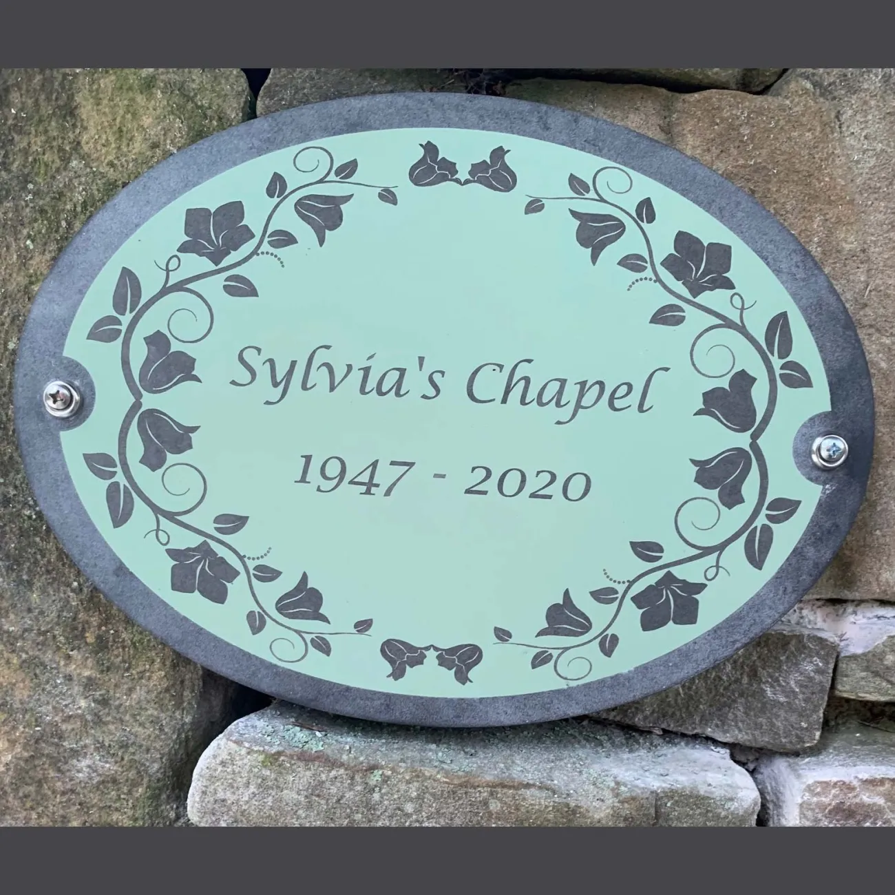 Slate sign which has first been painted and then laser etched Slate House Address Sign