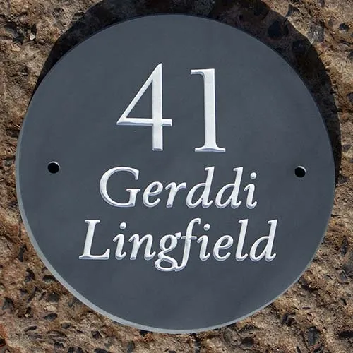 Slate is ideal for long lasting name plates. Round Slate Name Plate