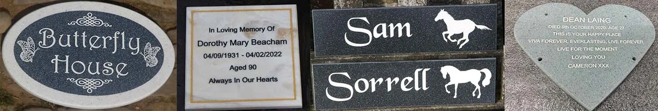 Stone-like corian engraved plaques and house signs