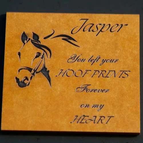 Honey coloured Paperstone plaque - no paintfil. Paperstone Memorial Plaque