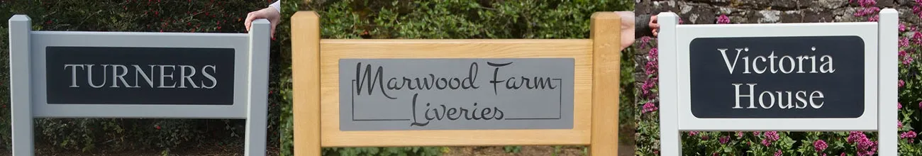 Superior oak entance signs with posts