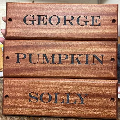 Sapele is a red timber similar to Mahogany. Sapele Wood Stable Signs