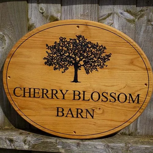 Chestnut wood is very ustainable and durable. Oval Chetnut Wood Sign