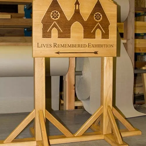 Free standing sign on wooden posts. Free Standing Wooden Sign