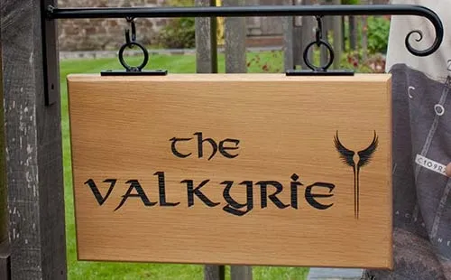This hanging sign was made in oak but other timbers can be used Hanging House Sign made in Oak