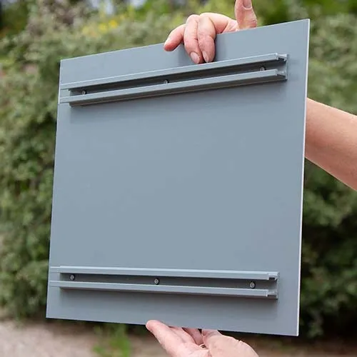 Showing the back of an aluminium sign with channels. Back Aluminium Sign with Channels