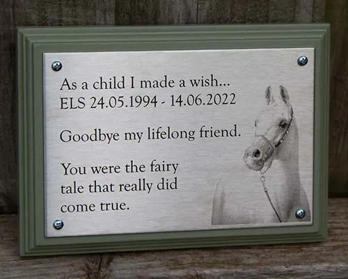 This photos will not fade. Etched Stainless Steel Photo Memorial