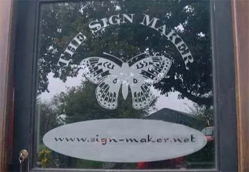 These can be made in frosted, olid or transulent vinyls. Window Sign