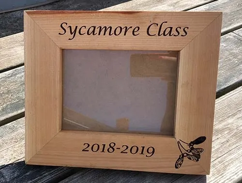 These photo frames can be made in any of our timbers. Sycamore Class Photo Frame