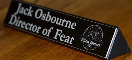 Engraved Desk Signs - Alton Towers