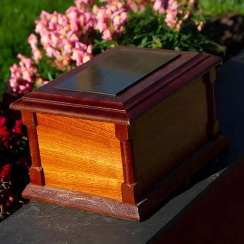 Ashes casket with engraved plaque Mahogany Ashes Casket