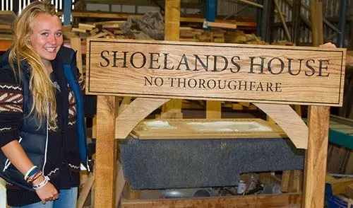Large signs are made to any size in five timbers. Large Wooden Sign on Posts