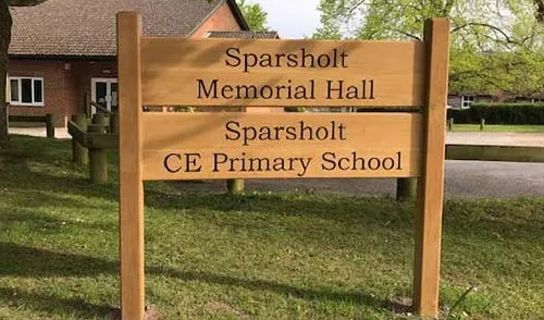 This photo of Oak signs on posts was kindly sent in by the customer Large Oak Signs In Situ