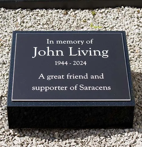 This was mounted on a granite wedge. Large Black Engraved Memorial Plaque