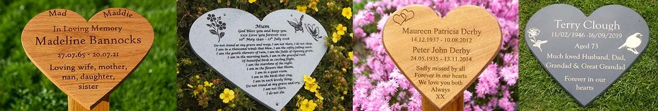Selection of Heart Shaped Memorials