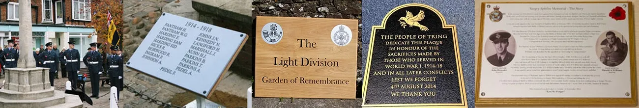 War memorials in various materials