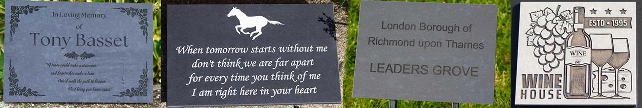 A selection of paperstone plaques and memorials