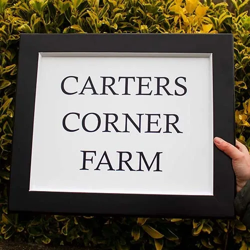 Lettering and outer frame colour can match. Farm Signs