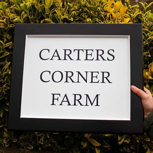 These are made from the vert durable tricoya board. Painted Framed Sign