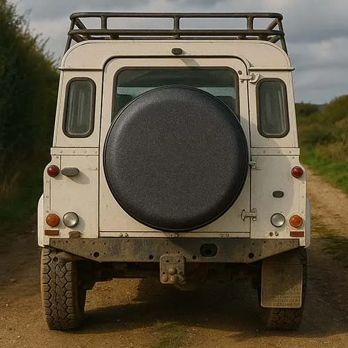 This personalised rear wheel cover features a full colour cut out image and cut vinyl lettering Rear Wheel Cover