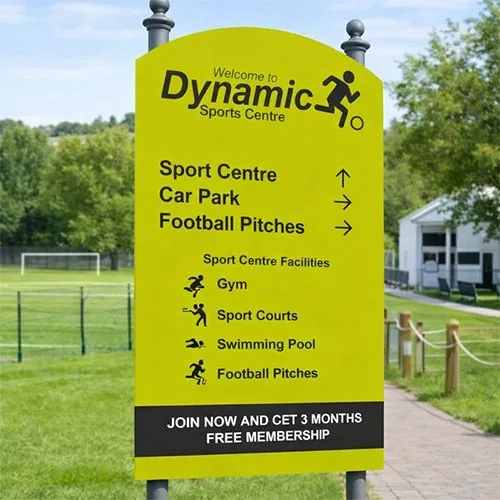 Green Aluminium Sign On Posts