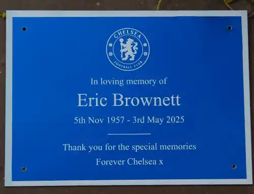 Blue aluminium plaque without a backing board. Blue Aluminium Plaque